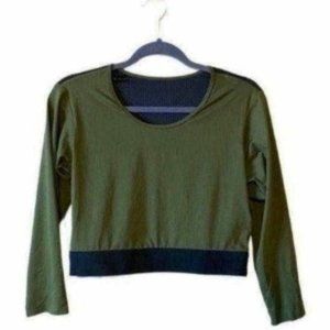 Nike Green Long Sleeve Spandex Crop Top Mesh Back
